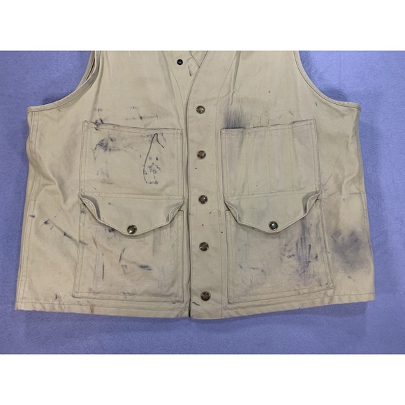 Vintage Filson Tin Cloth Lot 8 Work Vest Hunting Fishing Made In USA Sz 44 - Picture 4 of 7